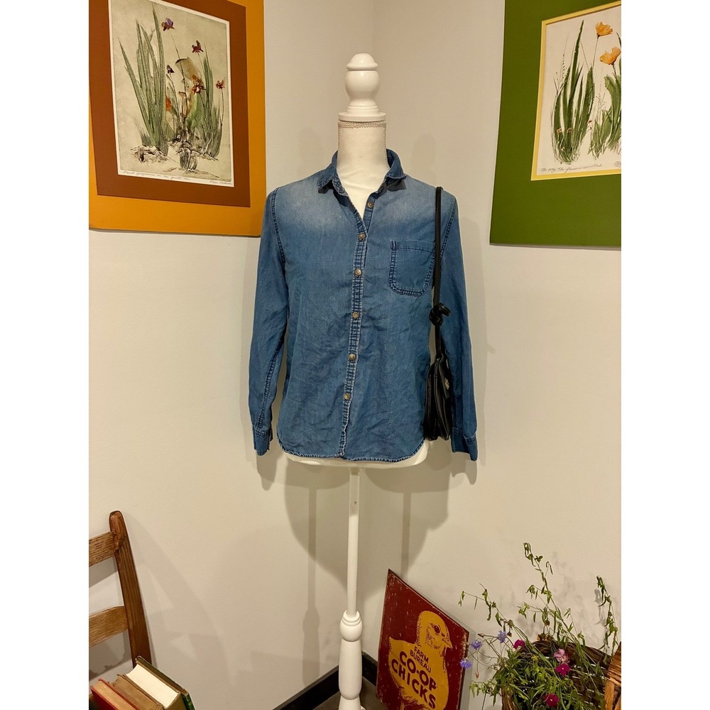 Bongo Blue Denim Button Front Shirt Southwestern Medium